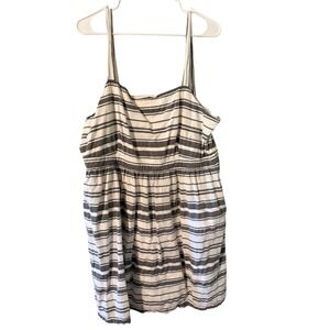 LOFT Outlet Womens XL Striped Sundress White Gray Cotton Blend Sleeveless Mini